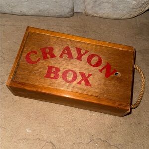 Antique wooden box crayon box old wood box with red writing vintage